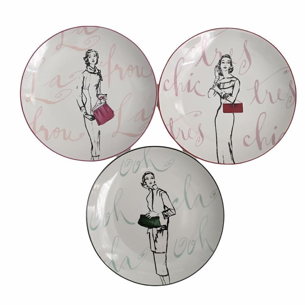 Rosanna (3) Salad Plates Roxanne Tres Chic